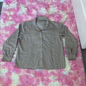 Notations Brown Boxy Button Down Shirt with Notched‎ Collar